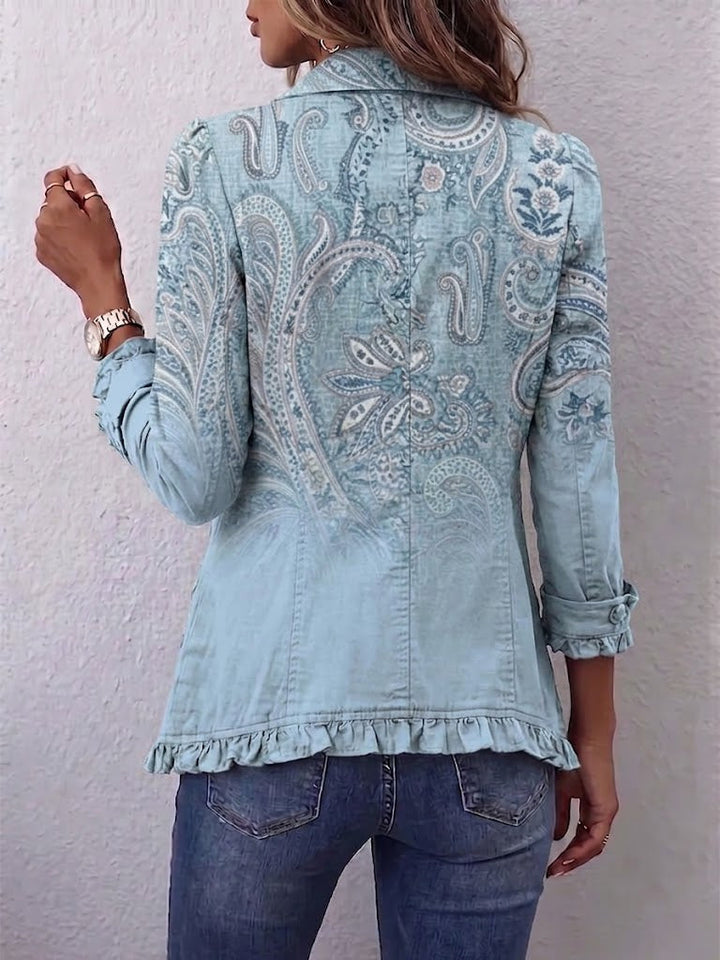 Glicine | Giacca Azzurra Stampa Paisley Tono su Tono