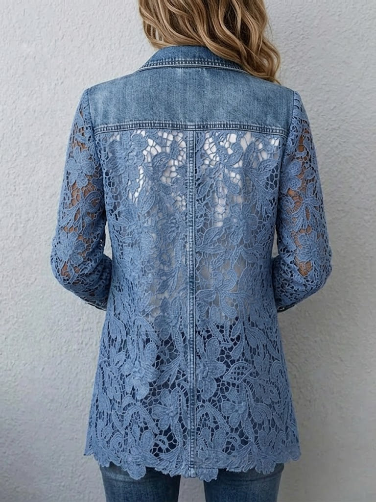 Serena | Giacca Denim con Inserti in Pizzo