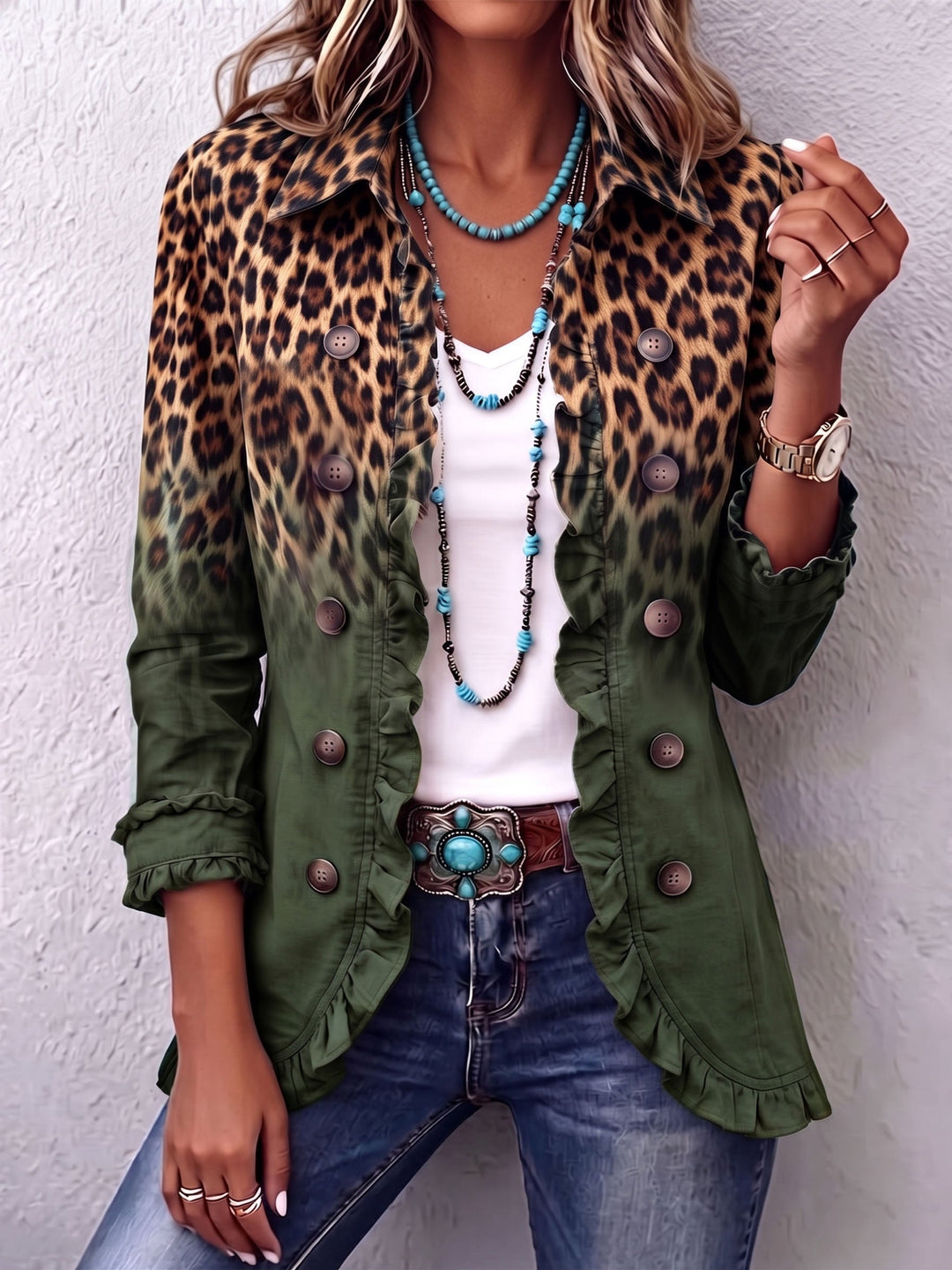 Aloe | Giacca Ombré Leopardo e Verde Militare