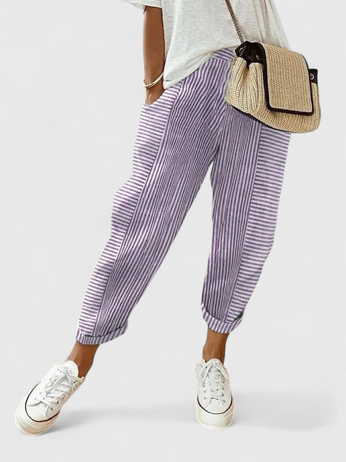 MARTINA | PANTALONI A RIGHE IN LINO DALLO STILE CASUAL CHIC