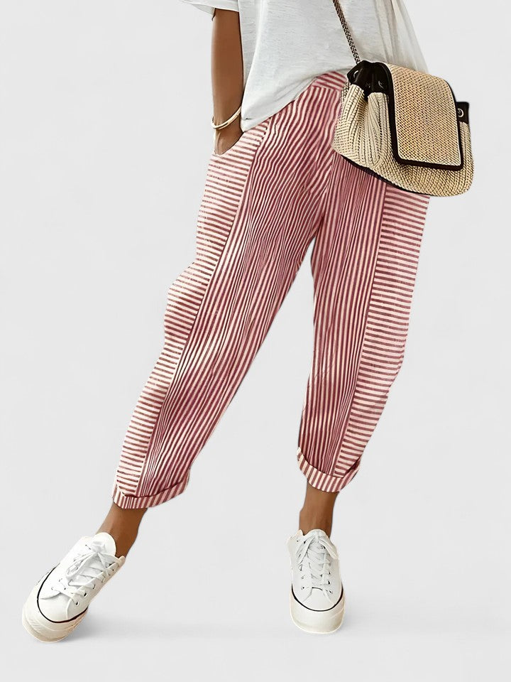 MARTINA | PANTALONI A RIGHE IN LINO DALLO STILE CASUAL CHIC
