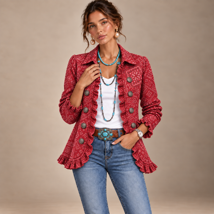 Rubina | Giacca Rossa Stampa Bandana