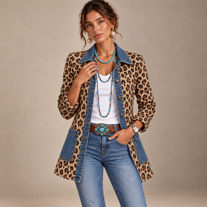 Selvaggia | Giacca Denim Patchwork Leopardo