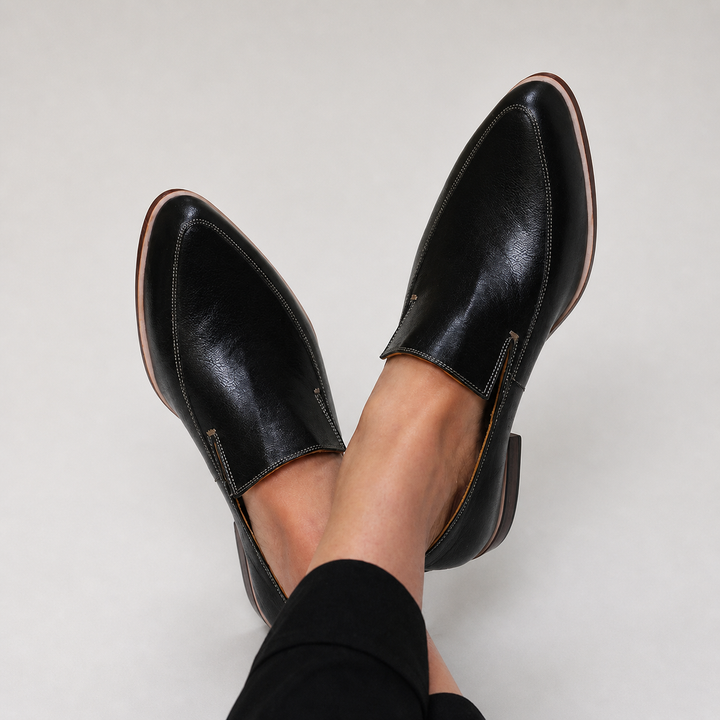 Zofia | Mocassino nero con patchwork